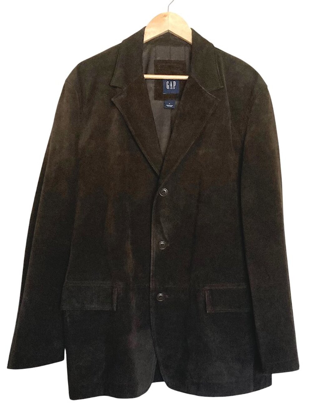 Vintage GAP Heavyweight Suede Leather Blazer Jacket Size L Espresso Brown